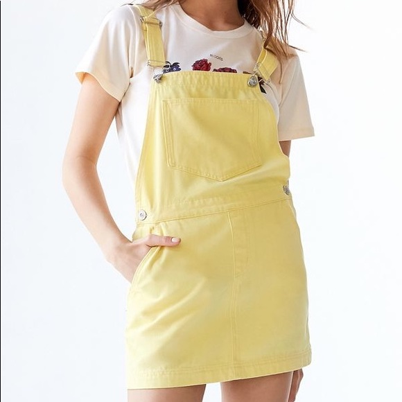 UO Yellow Pinne Canvas Skirtall Overall - Picture 2 of 4